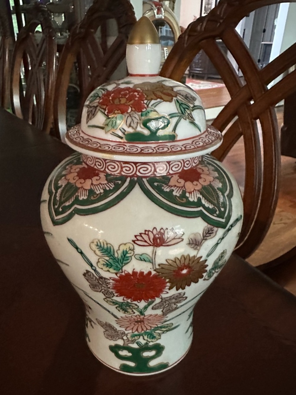 STUNNING ANTIQUE JAPANESE KUTANI GINGER JAR IN EUC